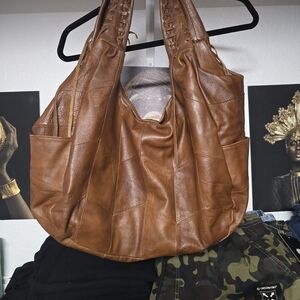 Nine West Tan Leather Hobo Bag